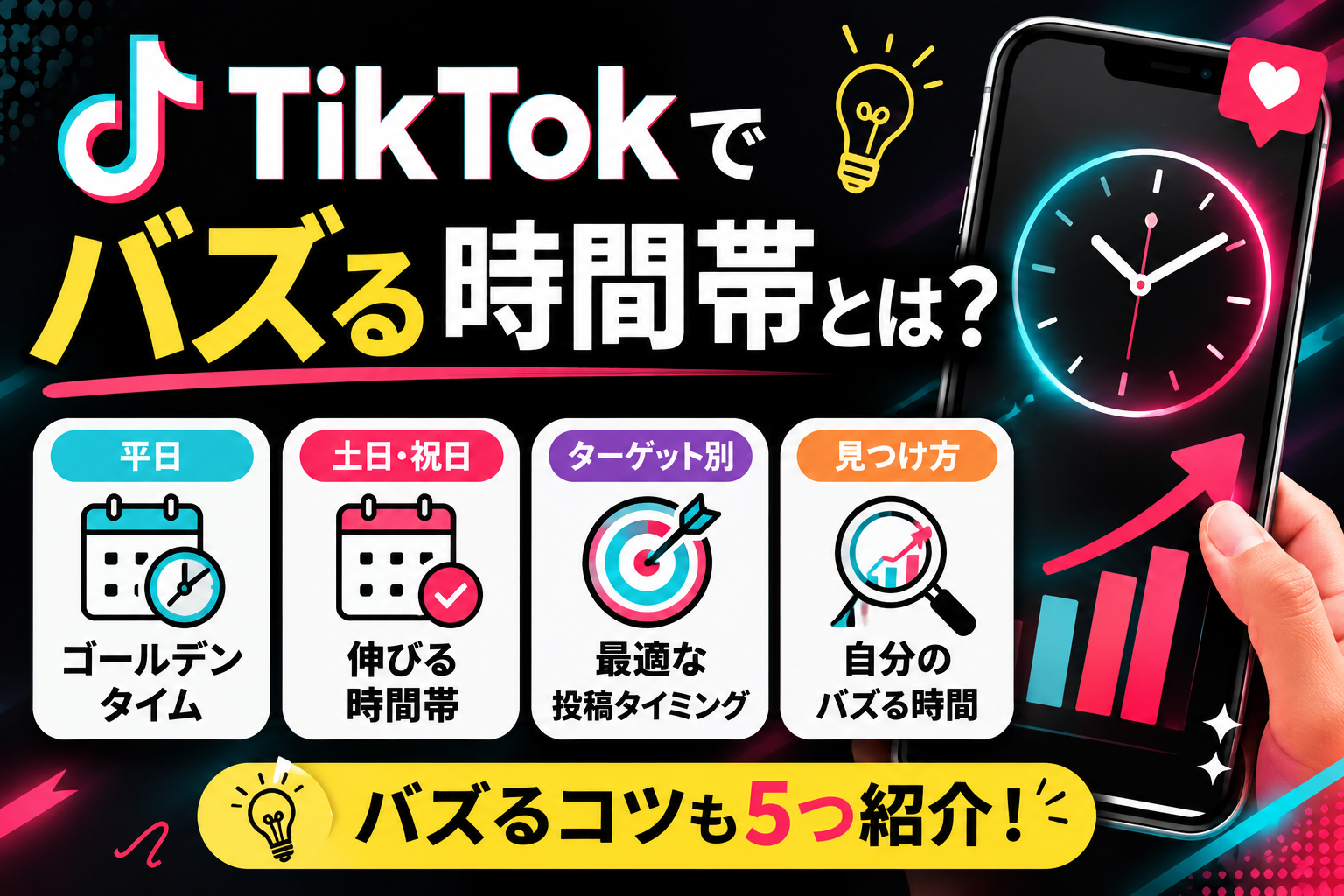 TikTokでバズる時間帯とは？｜曜日やターゲット別の投稿タイミングを解説